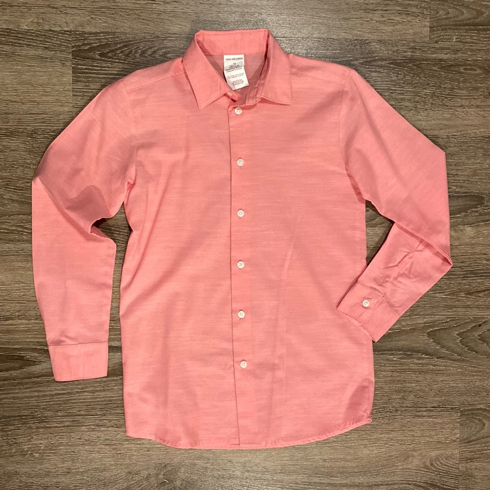 Boys Van Heusen Salmon Button Down Shirt, Size 12